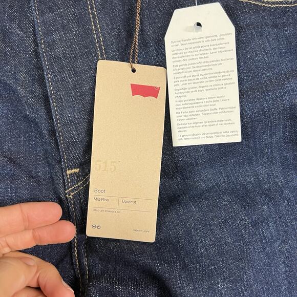 Levi's 515 Jeans Womens 14 Blue Boot Cut Stretch Dark Wash Western Rodeo - Picture 4 of 12